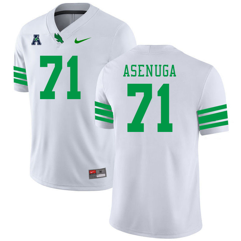 #71 Leke Asenuga North Texas Mean Green College Football Jerseys Stitched-White